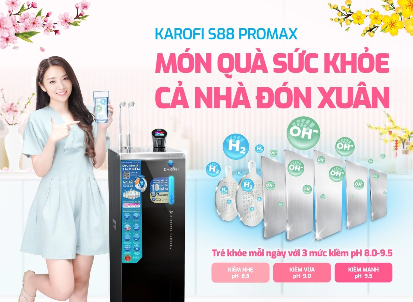 Máy lọc nước Hydro-ion Kiềm Karofi là món quà sức khỏe ý nghĩa dành tặng người thân